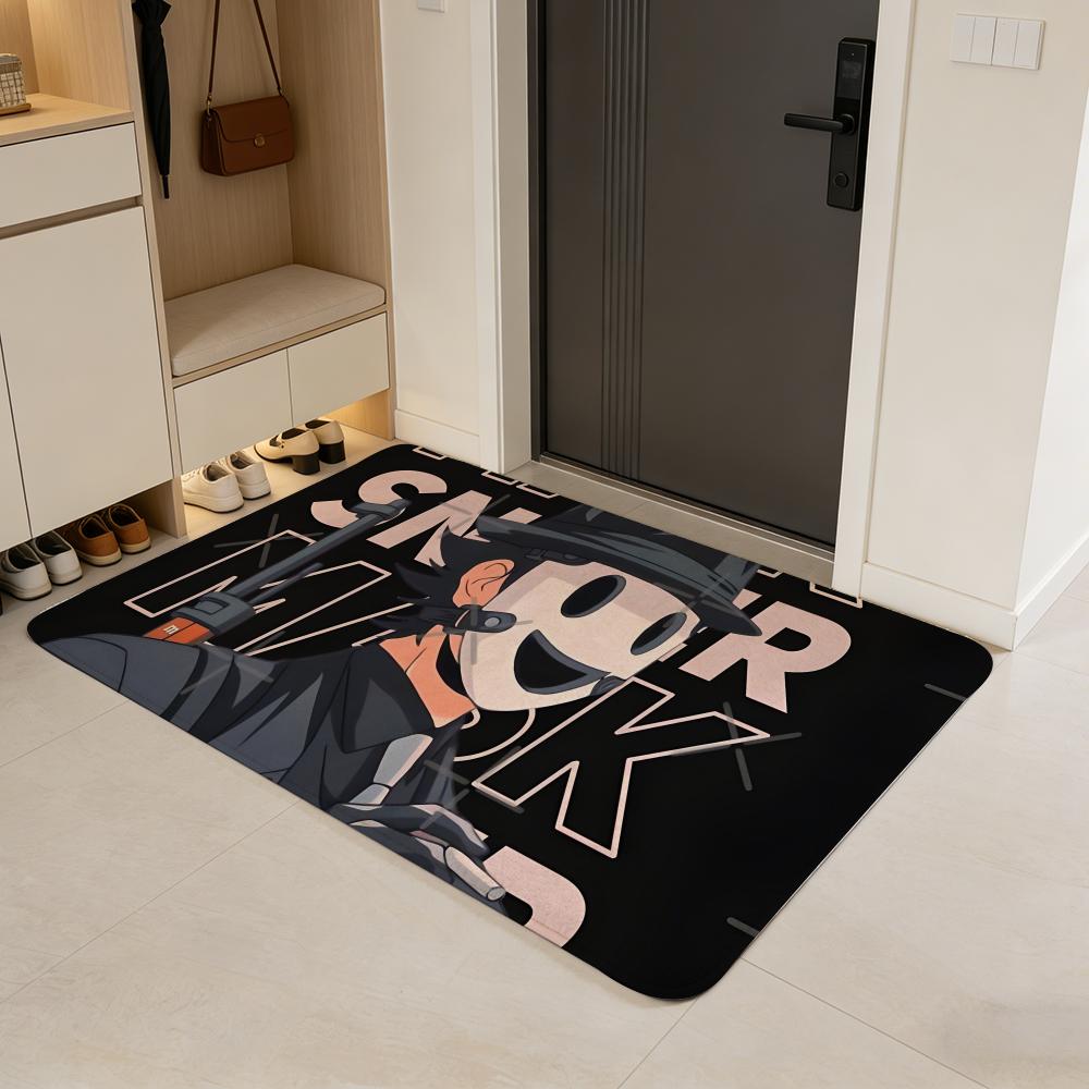 

anime H-High-rise Invasion Floor Mat Flannel Door Mat Non-Slip Absorbent Washable Indoor Home Rug 40x60cm