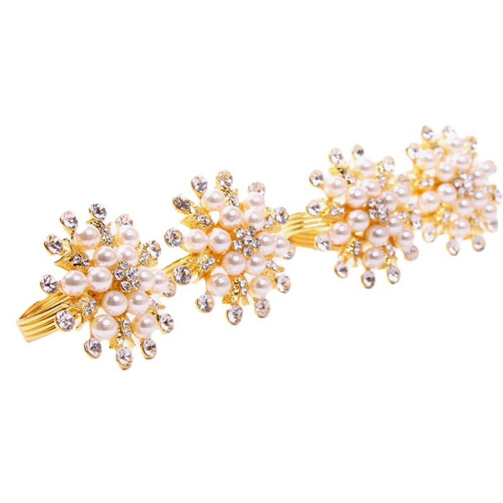 Napkin Rings Alloy Pearl Rhinestones Flower Napkin Buckle Home Wedding Party Dinner Xmas Decor