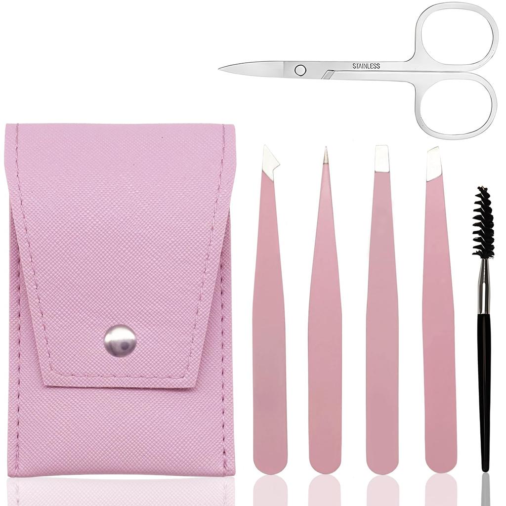 6 PCS Eyebrow Tweezers Set - Tweezers for Women and Men Facial Hair Chin, Eyebrow Kit Ingrown Hair Tweezers Precision Tweezers