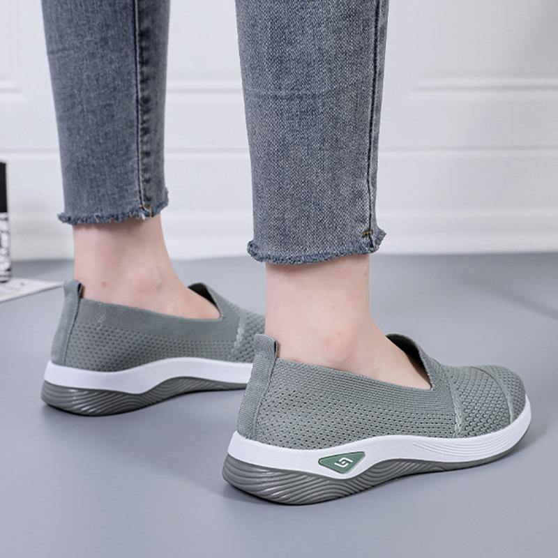 2025 Breathable Wedge Heel Loafers Women Spring Summer Slip On Knitted Sports Shoes Woman Anti Slip Soft Sole Walking Shoes Lady