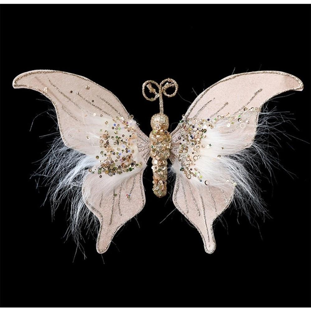 Sparkling Glitter Christmas Butterflies Ornaments Colorful Design Reusable Flocked Decoration Elegant DIY Decor