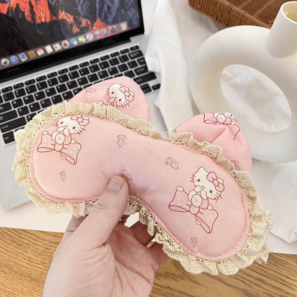Maska na oczy z koronkowymi uszami kota Hello Kitty - Urocza, Wygodna i Łagodząca Zmęczenie