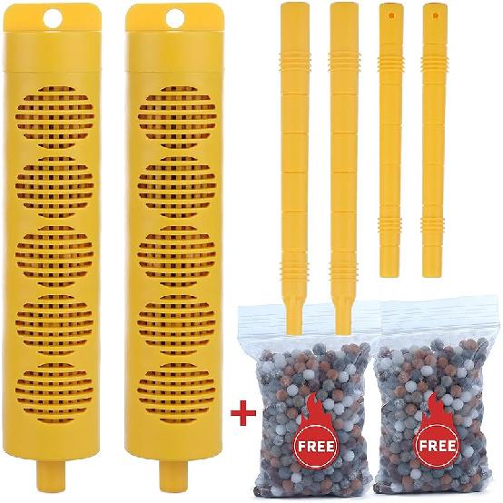 Spa Mineral Stick for Hot Tub, hot tub Mineral Stick, Natuer 2 Stick for hot tub Chemicals, with 8 Months Lifetime, Free 4 Packs of Replaceable Yellow,2-Pack