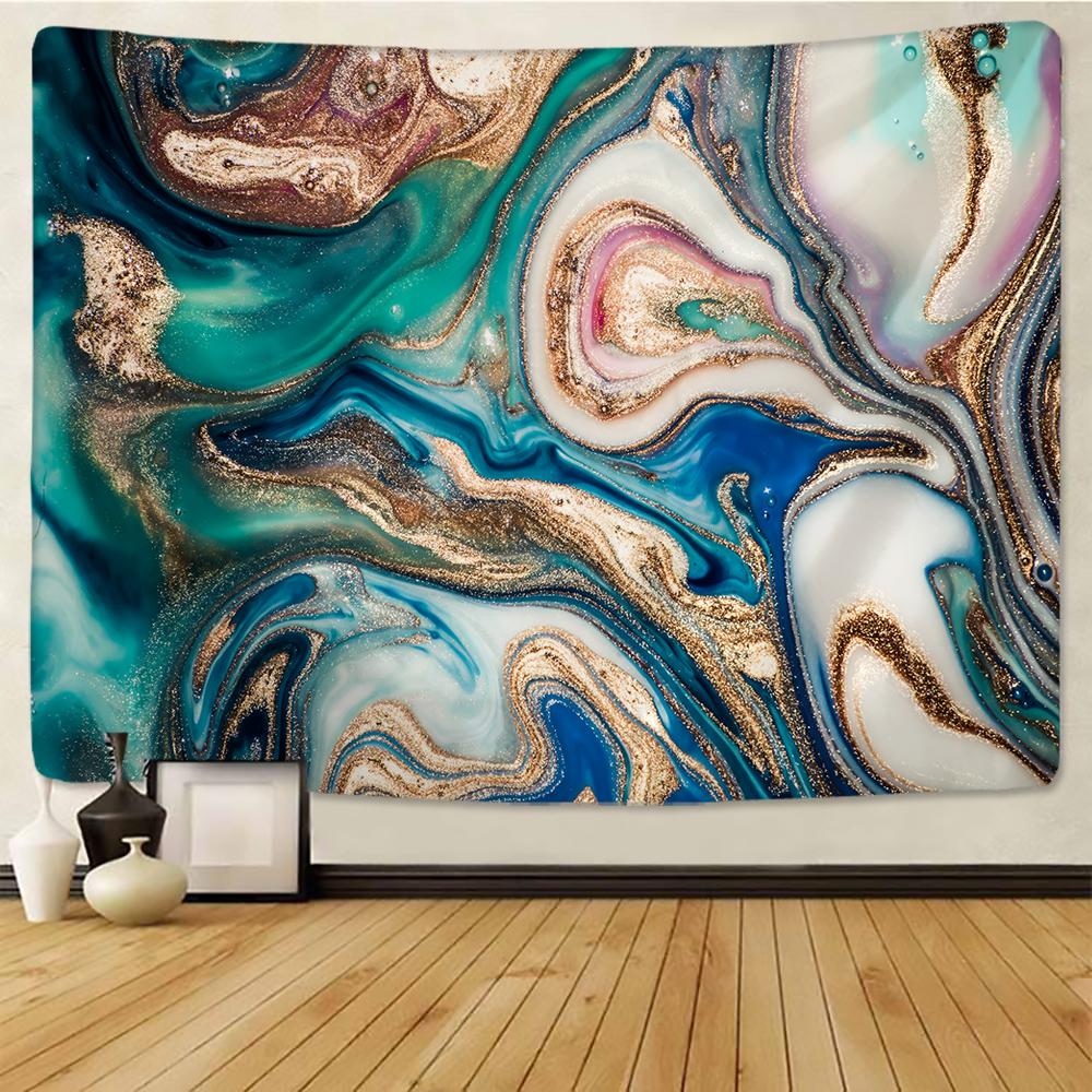 

Психоделический мраморный абстрактный гобелен, золотая фольга, красочный бохо-арт, украшение для дома, ковер, хиппи, настенный гобелен с мандалой 150x100CM