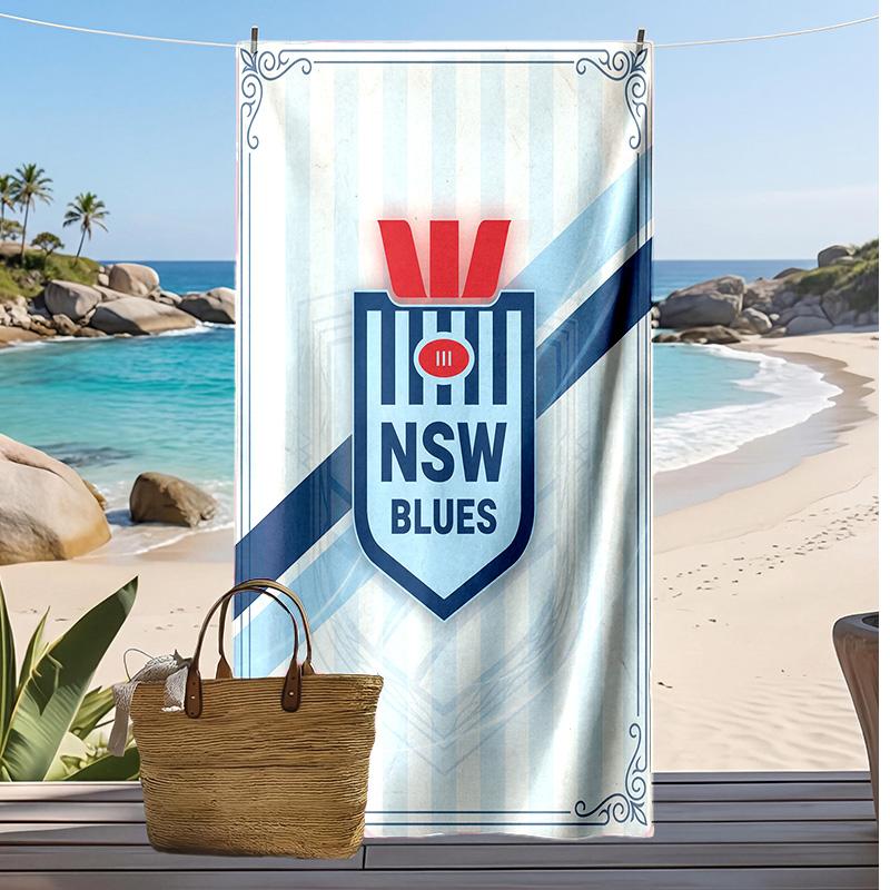 NSW Blues Print Beach Towel Soft Portable Quick?dry Towel For Pool Summer Vacation Outdoor Sport