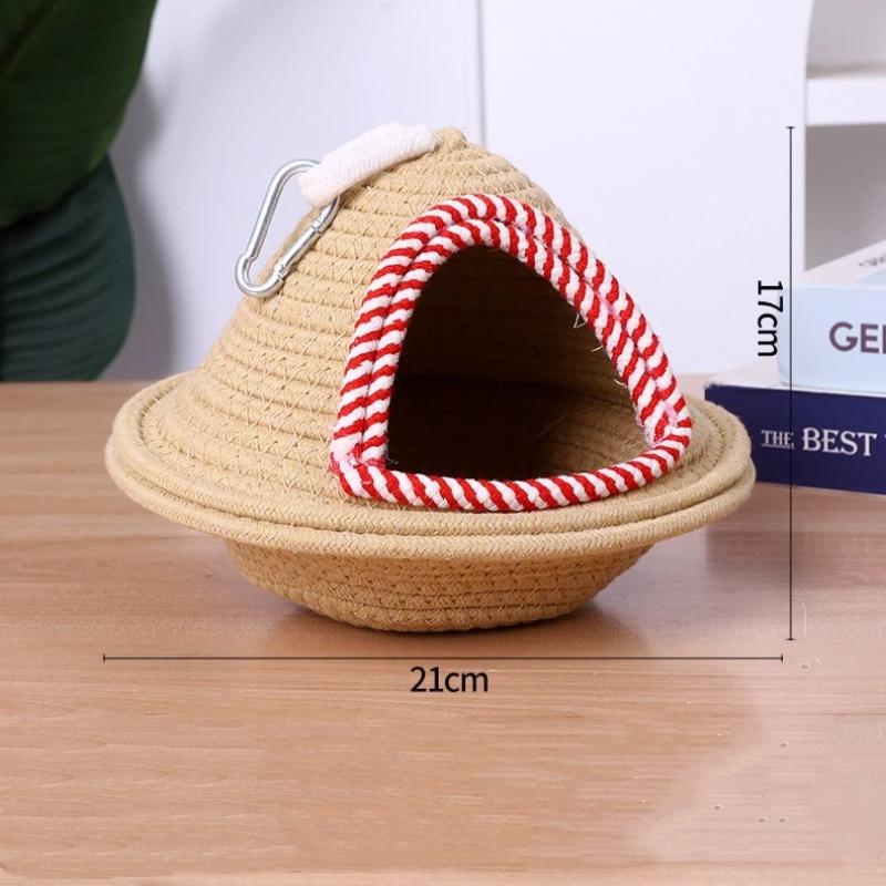 Warm Soft Bird Hanging Nest Hand Woven Windproof Thickened Bird Cage Bed for Parakeet Budgie Pet Bird Accessories