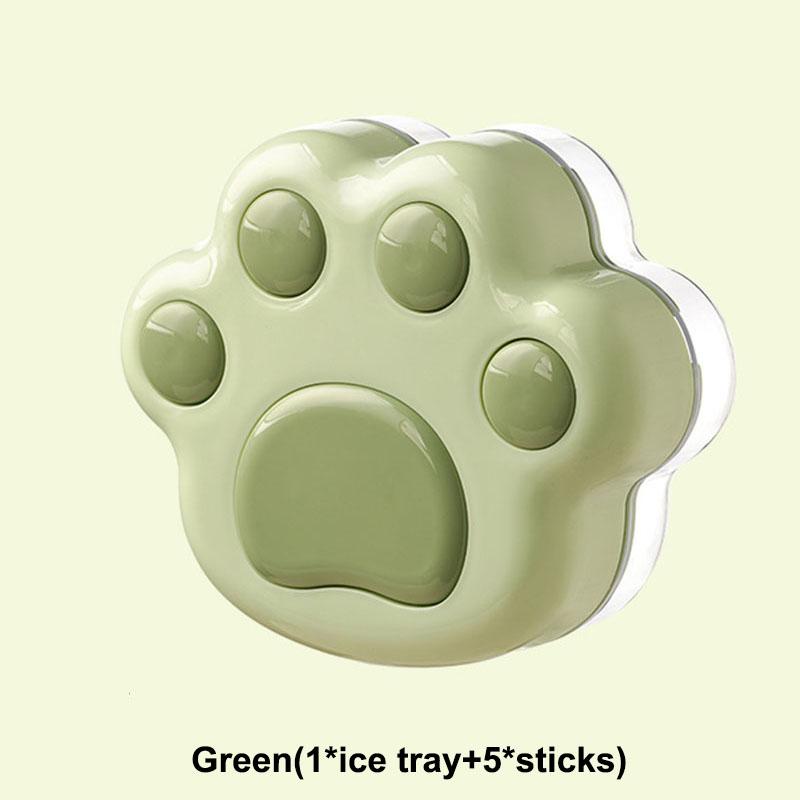 

Cat S Paw Ice Making Box Kids Baby Cute Shapes Silicone Mini Popsicle Molds Reusable Ice Cream Mold Popsicle Maker Homemade Set зелёный