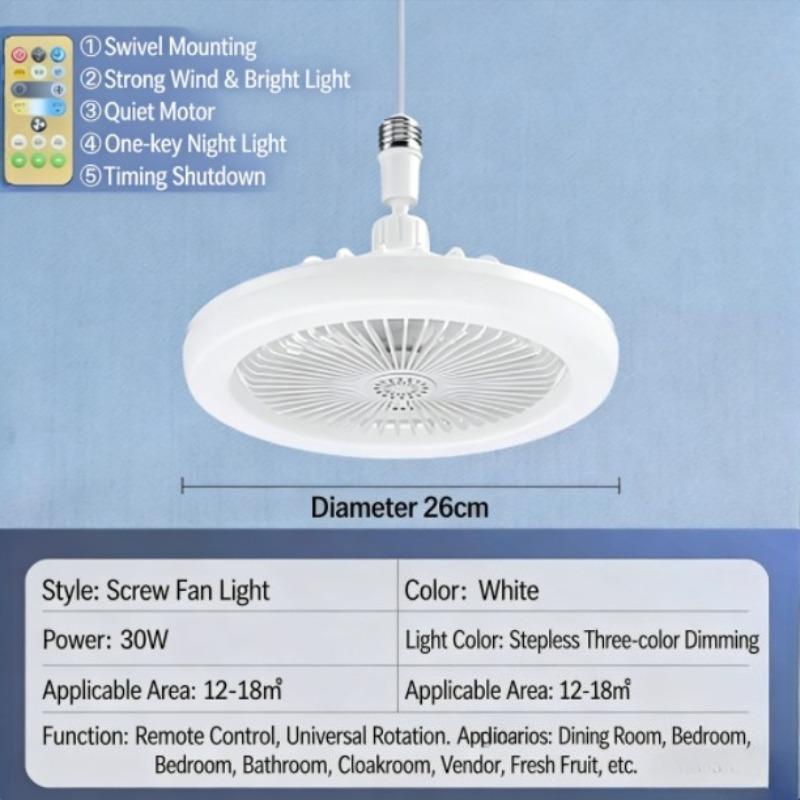 E27 Low Profile Ceiling Fan Lamp 3 Color Dimmable LED Fan Light for Indoor Living Room Bedroom Home Decorative Lighting Lamp