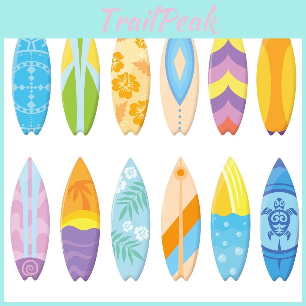 Surfboard Decals Shape Children Party With 60 Paper Stickers Decorate Festival