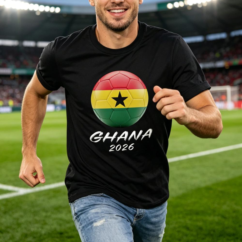 Patriotisches Ghana 2026 Grafik-T-Shirt Ghanaianischer Sportfan-Tee Fußball-Partyartikel Kleidung Herren Damen Sommer Freizeit Baumwoll-Oberteile