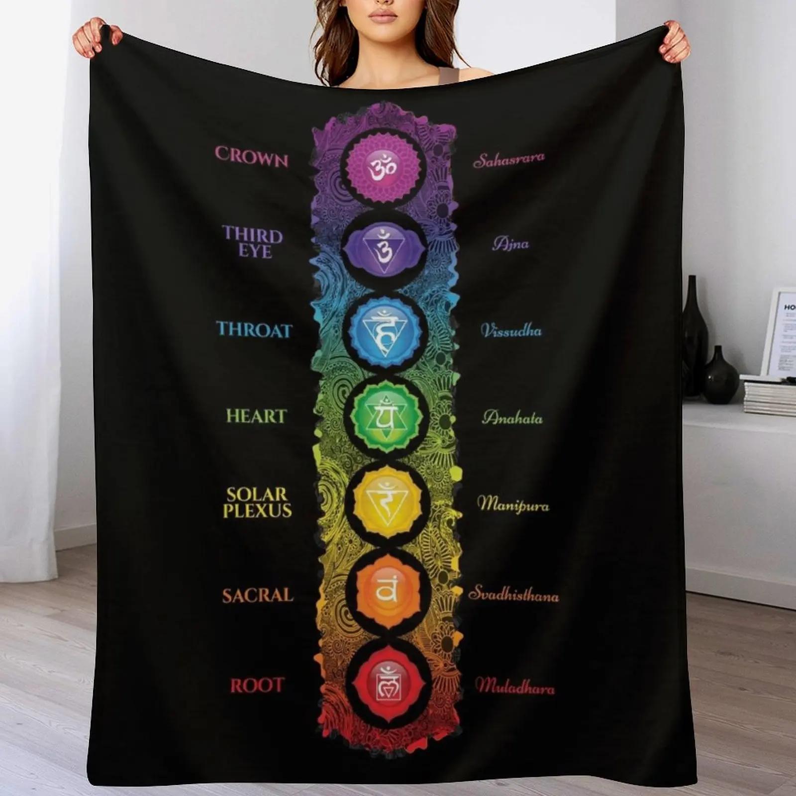 7 Chakra Symbols Names 62 VTBBG Throw Blanket Machine Washable Soft Warm Blanket 102x76cm(40x30in)