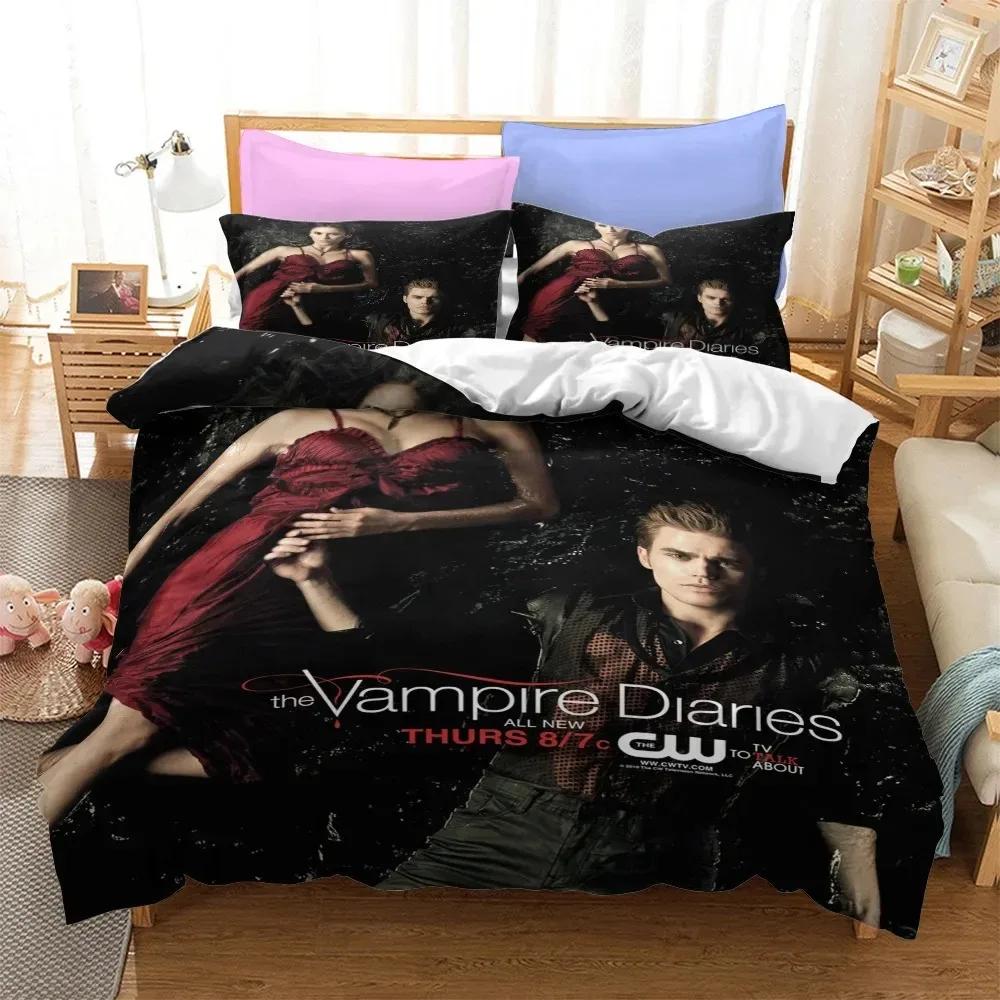 3D Printed The Vampire Diaries Bedding Set Pillowcase Duvet Cover Double Twin Full Queen King Adult Kids Bedclothes Quilt Cover