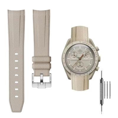 SigneMetu 20mm Řemínek na hodinky pro Omega a Gumový a Potu odolný Silikonový Obsahuje Nástroj na úpravu a Stěžejky X, Swatch, Speedmaster, MoonSwatch,