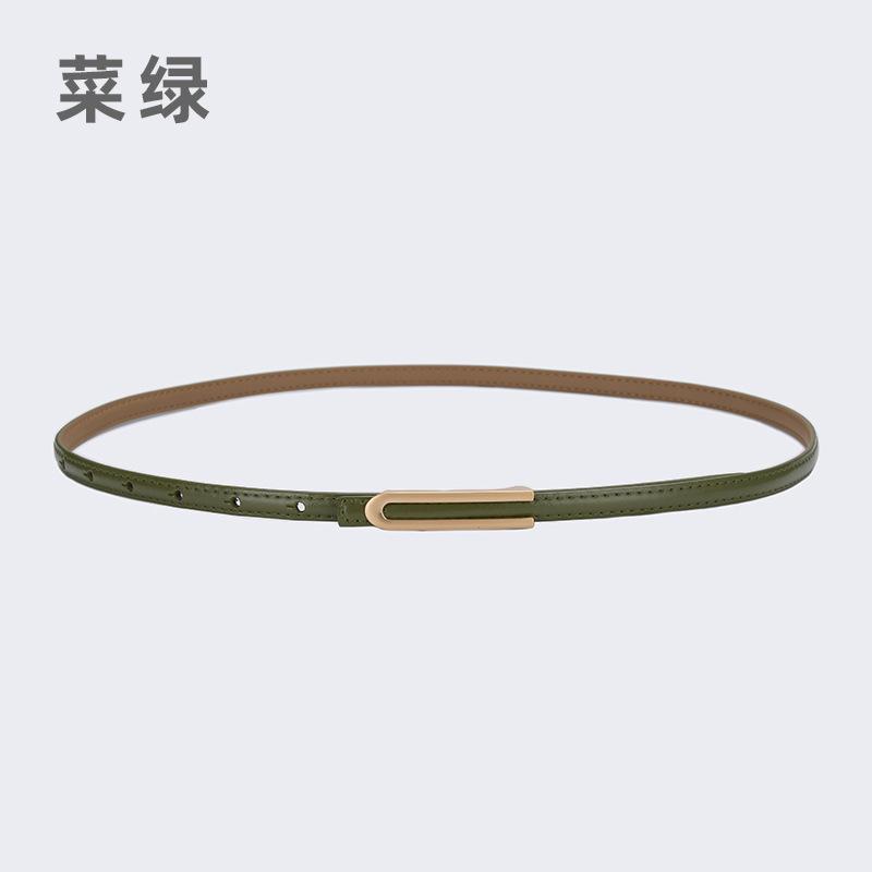 

Mei Mary Simple and versatile thin belt for women, genuine leather, trendy ins style decorative belt, perfect for dresses, blouses, and cinching 105cm