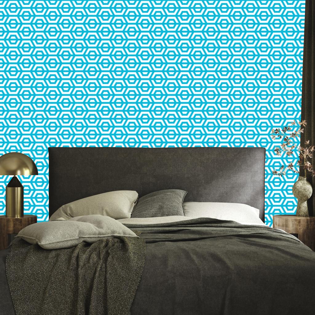 Wallpaper Geometric Pattern Celadon and Turquoise for Living Room and Bedroom 50x1000