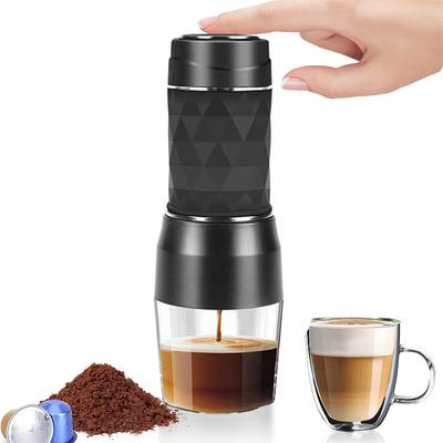 Tragbare Mini-Handdruck-Kaffeemaschine Espresso-Kaffeemaschine Kapsel- und Kaffeepulver-Brüher Tragbar für Reisen und Picknick