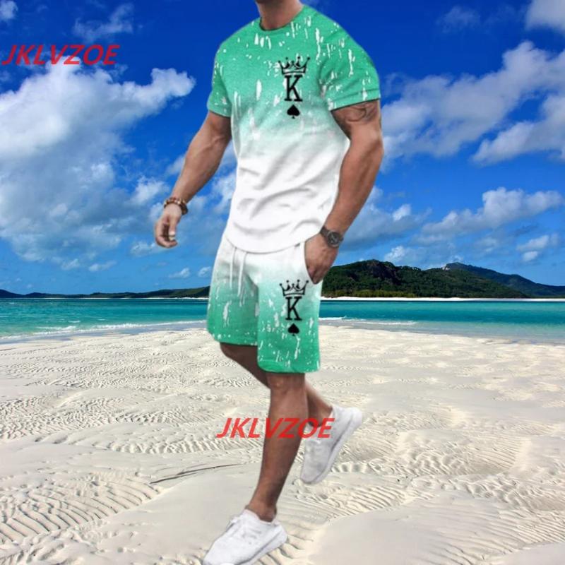 

Летний мужской спортивный костюм с 3D-принтом, повседневный костюм с круглым вырезом и буквой K, короткие брюки, новая мужская одежда, уличная мода, мужские комплекты, шорты, наряды 6XL