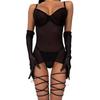 Sexy European & American Style Mesh Plus Size Underwire Push-up See-through Dress with Gloves & Leg Ties