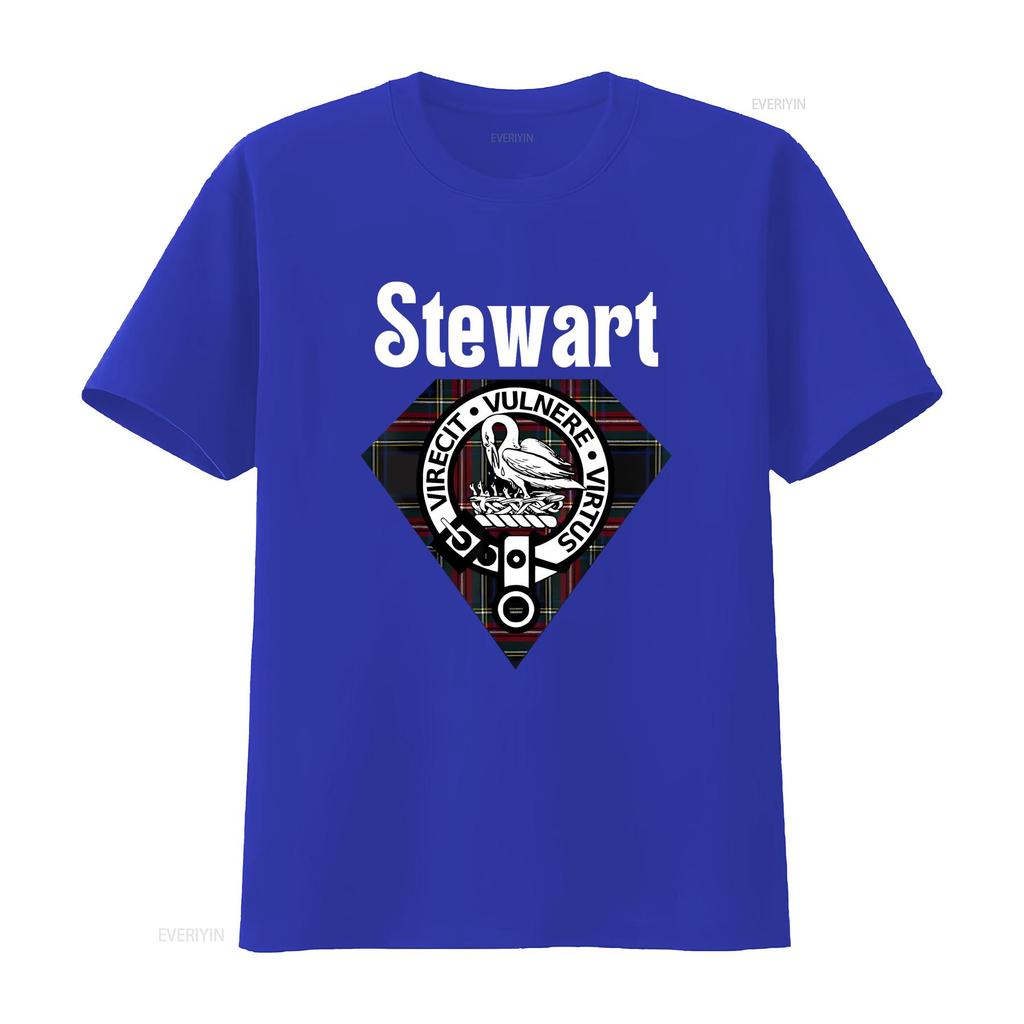Stewart Clan Scottish Name Coat Of Arms Black Tartan T Shirt Vintage Washed Slightly Breathable Casual Graphic Stylish Vintage