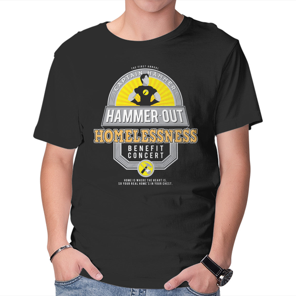 Unisex Crew Neck T-Shirt Hammer-Out Homelessness Graphic Short Sleeve Casual Tee XXL