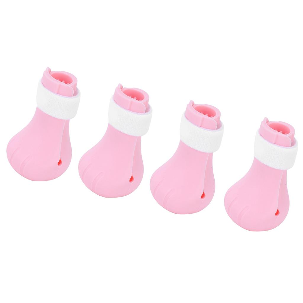 4Pcs Pet Bathing Foot Cover Silicone AntiScratch Cat Protector Pet Supplies for Bathing(Pink )