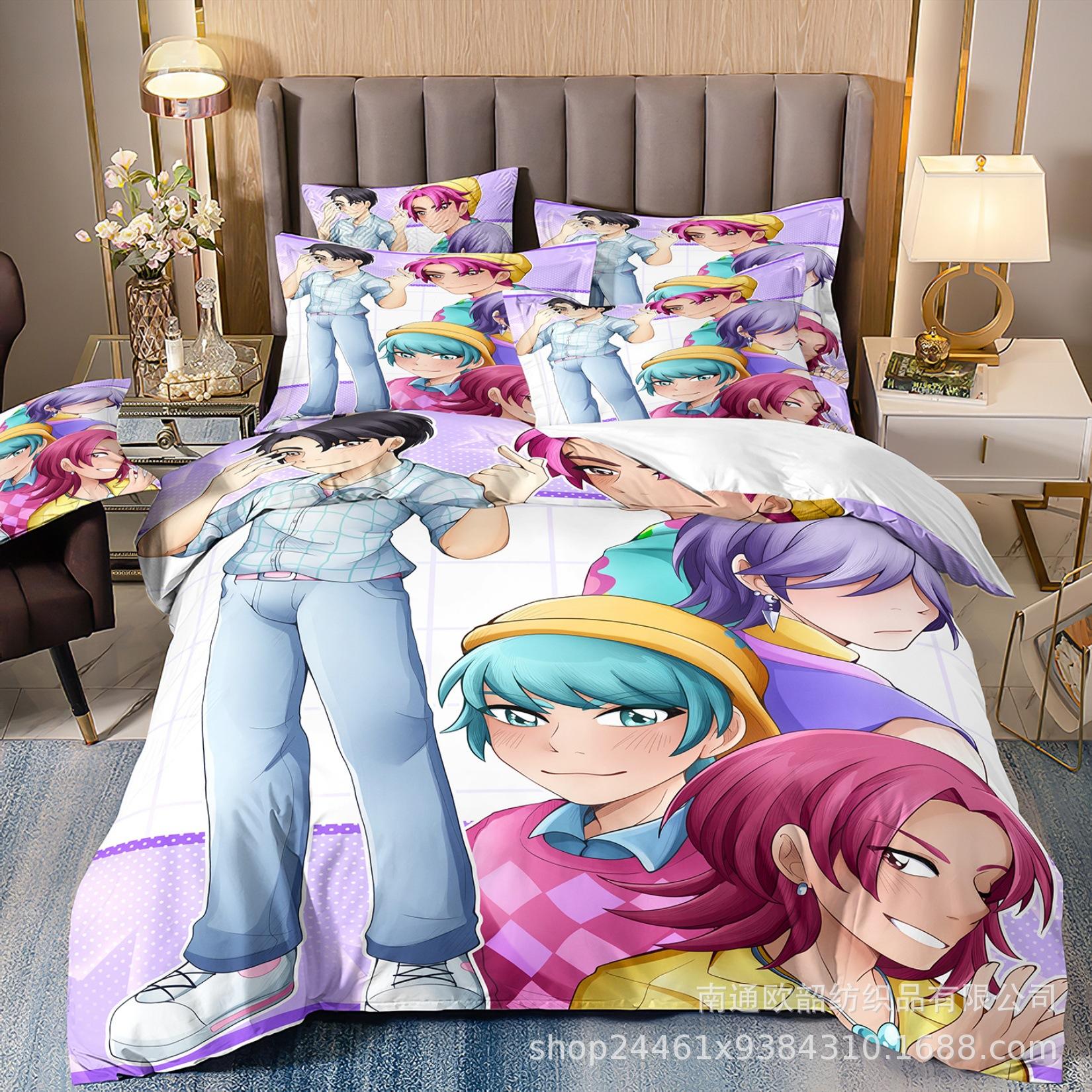 3D Printing, Witch Hunters Cartoon Animation Bedding Quilt Cover Three-Piece Set quilt cover 70 * 133  2pcs