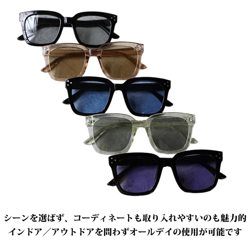 Square sunglasses for men and big comes with special clear green F (EIGHT) women, photochromic, polarized, frame, case, champagne/light
