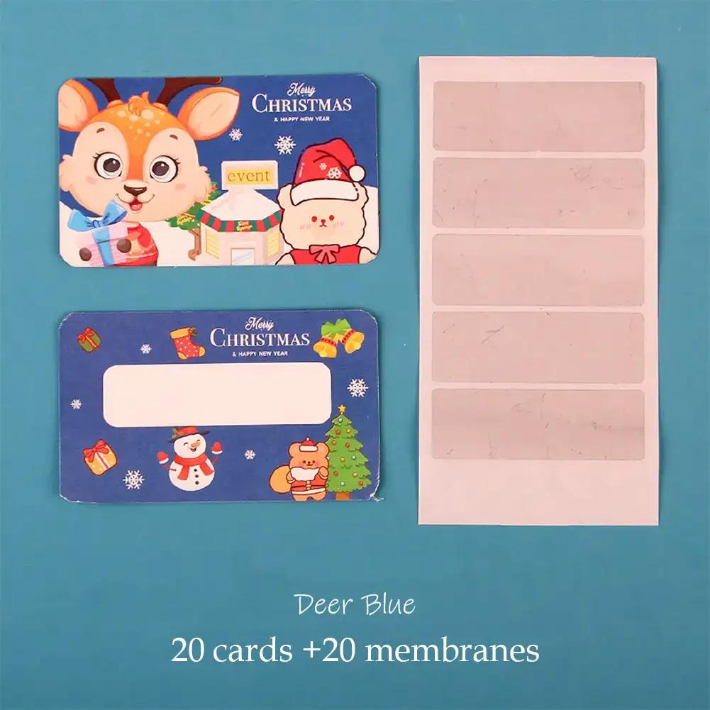 20pcs Cartoon Christmas Scratch Card Children's Christmas Handwritten Interactive Scratch Award Card Reward Lucky Scratch Decor