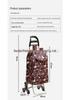 Portable Folding Trolley Cart for Seniors - Floral Pattern, Large Capacity for Grocery Shopping and Home Use