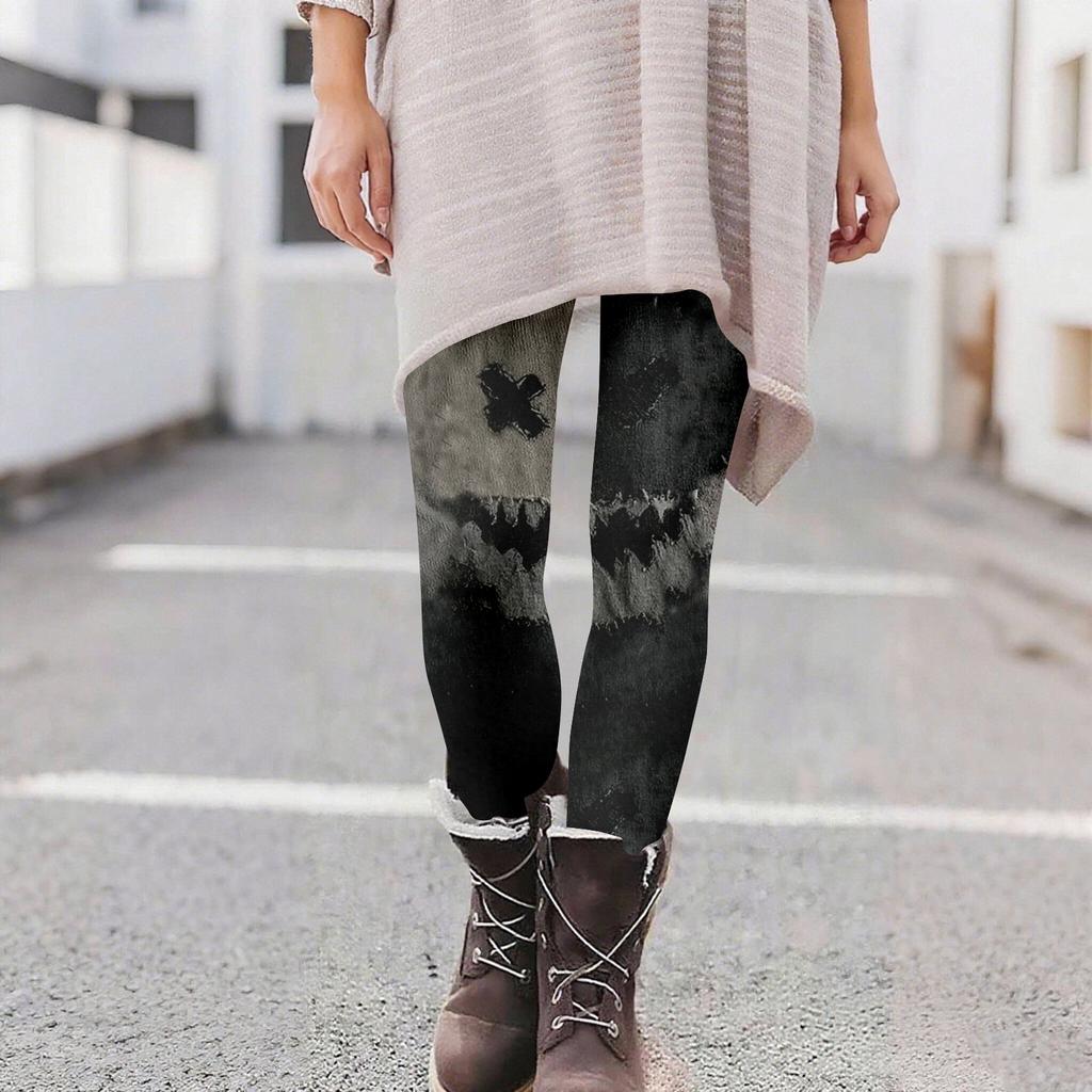 Women's Casual Fashion Outdoor Halloween Printed Slim Elastic Yoga Pants Cropped Pants