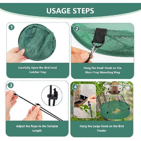 2Pcs Bird Seed Catcher for Hanging Bird Feeder Platform, Seed Shell Catcher Bird Seed Catcher Tray, Green Birdseed Hoop for Outdoor Garden Hanging