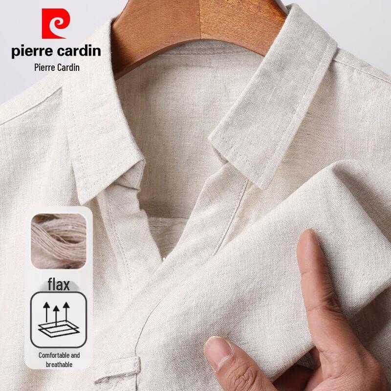 

Pierre Cardin Men s Chinese Style 100% Linen Polo T-Shirt S