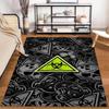 Biohazard Warning Symbol Black Gray Carpet with Skull Pattern Design Suitable for use as an anti-slip for living room bedroom sofas