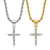 New Hip-Hop Accessories Titanium Steel Gold-Plated Zircon AAA Cross Pendant Necklace