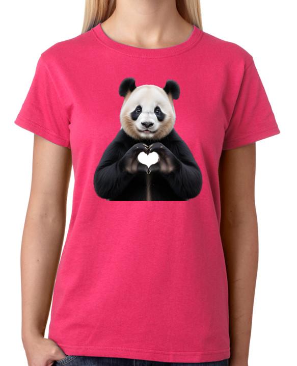 Panda Love Heart Ladies T-Shirt S