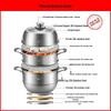 MAXCOOK 32cm 3-Tier 304 Stainless Steel Steamer Pot