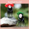 Man No Face Holding Umbrella Sitting Posture Hat Mini Model Desktop Ornament