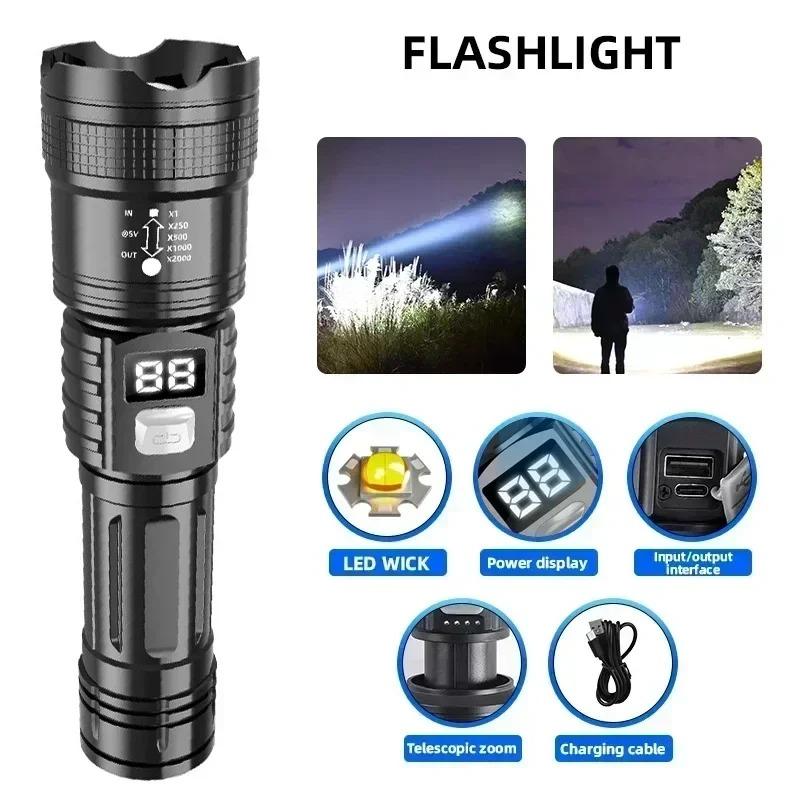 Hochleistungs-LED-Taschenlampen Eingebauter Akku USB Aufladbare Starke Handleuchte Multifunktionale Taschenlampe Lampe Für Notfall-Camping