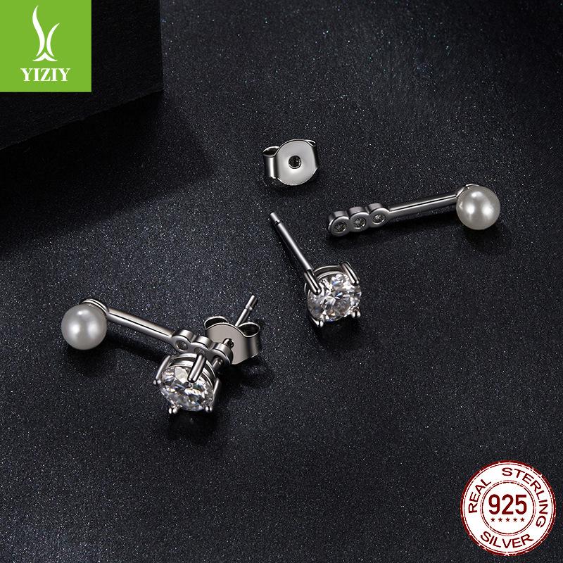Simple And Exquisite Bead Moissanite Stud Earrings, Fashionable And Versatile S925 Sterling Silver Threaded Stud Earrings.