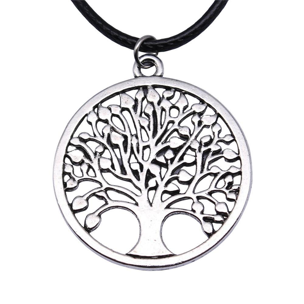 Antieke Levensboom Hanger Ketting Natuur Boho Statement Sieraden 45cm Leren Ketting