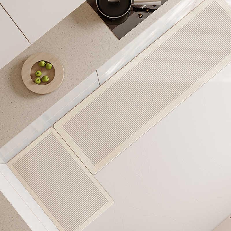 1/2pcs Simple Cream Air Kitchen Floor Mat Non-Slip Easy Maintenance Corridor Carpet Bathroom Entrance Door Mat Home Decor