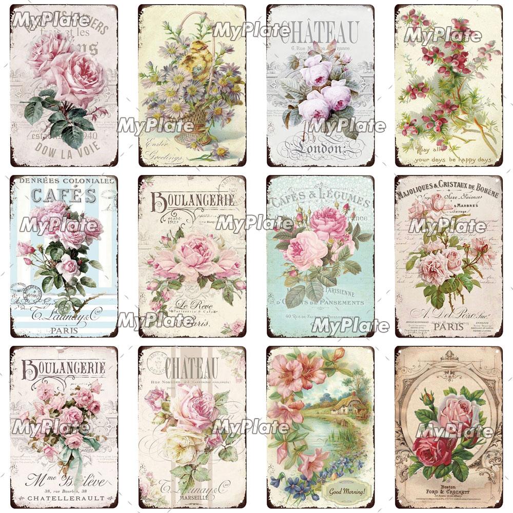 Rose Vintage Metal Sign Tin Sign Vintage  Decoration Plaque Home Wall Decor Bar Sign Home Decor Poster Custom
