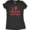 Damen I Heart Horrorfilme T-Shirt Lustiges blutiges gruseliges Film-Liebhaber Tee für Damen
