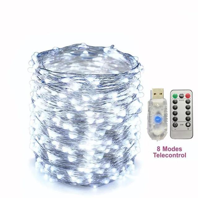 

USB пульт дистанционного управления медная проволока низкого напряжения гирлянда 10M/20M/30M 300 светодиодов 8 функций рождественская светодиодная медная проволока гирлянда Telecontrol 8 Modes&30M 300LEDs белый
