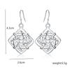925 Sterling Silver Square Geometric Pendant Piercing Earrings Fashionable Wedding Jewelry