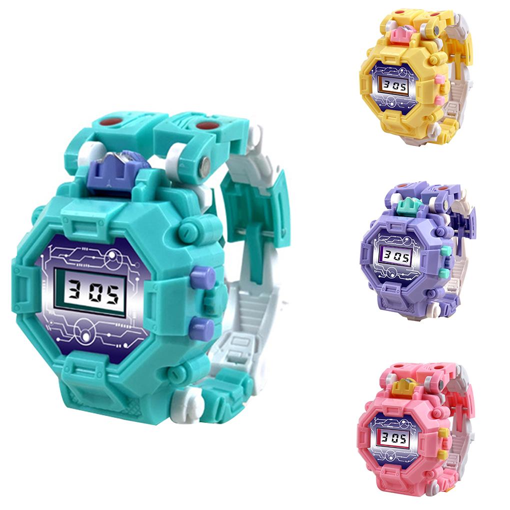 2 In 1 Robot Transformation Wristwatch Toy Boy Children Electronic Robot Sport Watch Birthday Xmas Gift