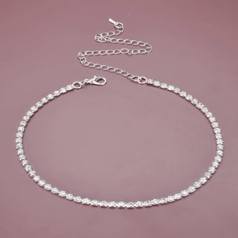 

Сексуальное колье Iced Out, теннисная цепочка, ожерелье для женщин, роскошный кристалл кубического циркония, короткие аксессуары для шеи в стиле хип-хоп, ювелирные изделия 35Cm серебряный