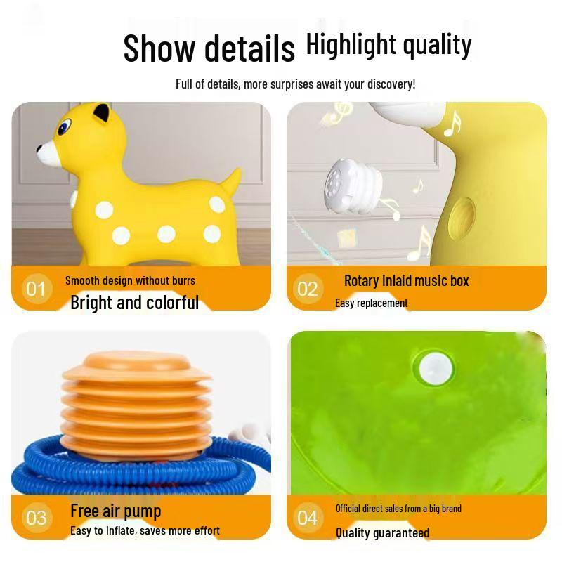 Musical Inflatable Bouncing Deer Horse Toy for Kids