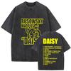 Vintage Washed Rusowsky Madrid Daisy Tour 2025 Print T Shirts Mens Hip Hop Fashion Pop Short Sleeve Tshirt Man Fans Streetwear