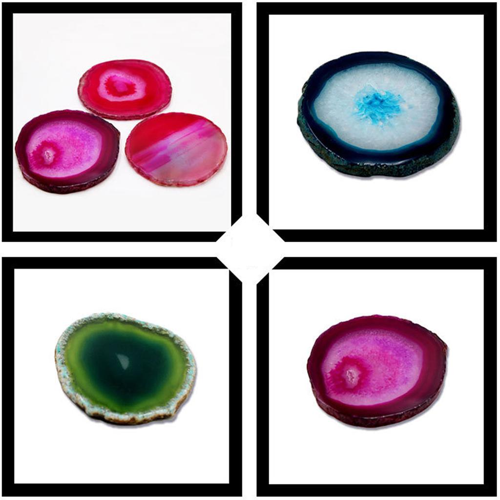 Drink Coaster Agate Round Heat Proof Stone Coaster for Kitchen Dining Table Drinkware